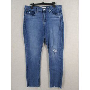 Levis 311 Shaping Skinny Jeans Distressed Size 33 Frayed Hem Medium Wash Denim